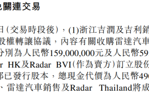 吉利汽车全资收购雷达汽车